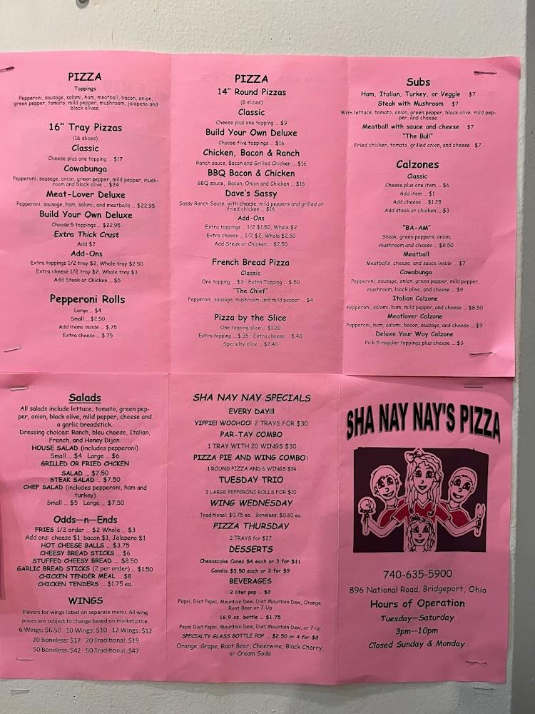 Sha Nay Nay's Pizza Menu image 3